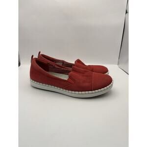 Clarks Cloudsteppers Step Glow Red Canvas Loafers Women Size 8.5